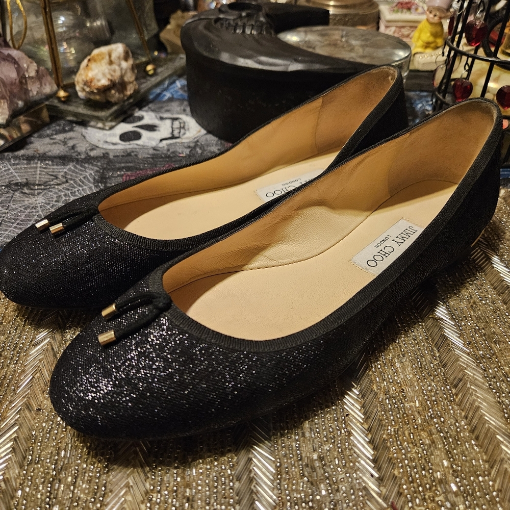 Sz 10 Jimmy choo black sparkle flats sz40